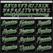 Load image into Gallery viewer, Custom Black Green-Cream Bomber Full-Snap Varsity Letterman Two Tone Jacket