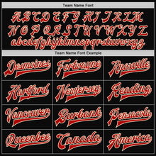 Load image into Gallery viewer, Custom Black Red-Cream Bomber Full-Snap Varsity Letterman Two Tone Jacket
