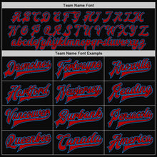 Load image into Gallery viewer, Custom Black Powder Blue-Red Bomber Full-Snap Varsity Letterman Two Tone Jacket