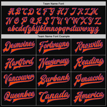 Load image into Gallery viewer, Custom Black Purple-Orange Bomber Full-Snap Varsity Letterman Two Tone Jacket