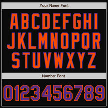 Load image into Gallery viewer, Custom Black Purple-Orange Bomber Full-Snap Varsity Letterman Two Tone Jacket