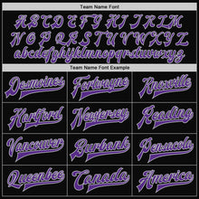 Load image into Gallery viewer, Custom Black Purple-Gray Bomber Full-Snap Varsity Letterman Two Tone Jacket