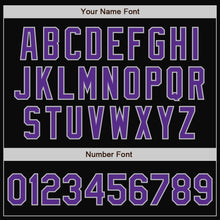 Load image into Gallery viewer, Custom Black Purple-Gray Bomber Full-Snap Varsity Letterman Two Tone Jacket
