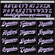 Load image into Gallery viewer, Custom Black White-Purple Bomber Full-Snap Varsity Letterman Two Tone Jacket