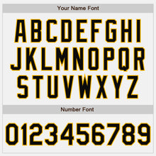 Load image into Gallery viewer, Custom White Black-Gold Bomber Full-Snap Varsity Letterman Two Tone Jacket