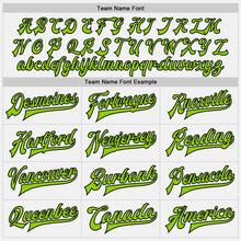 Load image into Gallery viewer, Custom White Neon Green-Black Bomber Full-Snap Varsity Letterman Two Tone Jacket