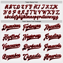 Load image into Gallery viewer, Custom White Black-Red Bomber Full-Snap Varsity Letterman Two Tone Jacket