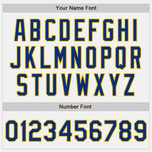 Load image into Gallery viewer, Custom White Royal-Yellow Bomber Full-Snap Varsity Letterman Two Tone Jacket