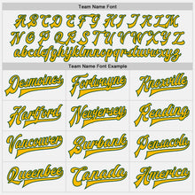 Load image into Gallery viewer, Custom White Green-Gold Bomber Full-Snap Varsity Letterman Two Tone Jacket