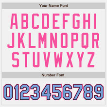 Load image into Gallery viewer, Custom White Light Blue Black-Pink Bomber Full-Snap Varsity Letterman Two Tone Jacket