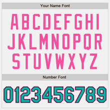 Load image into Gallery viewer, Custom White Aqua Black-Pink Bomber Full-Snap Varsity Letterman Two Tone Jacket