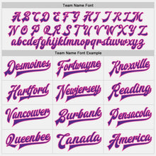Load image into Gallery viewer, Custom White Purple Pink-Black Bomber Full-Snap Varsity Letterman Two Tone Jacket