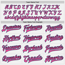 Load image into Gallery viewer, Custom White Pink Black-Light Blue Bomber Full-Snap Varsity Letterman Two Tone Jacket