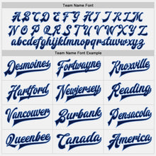 Load image into Gallery viewer, Custom White Navy-Light Blue Bomber Full-Snap Varsity Letterman Two Tone Jacket