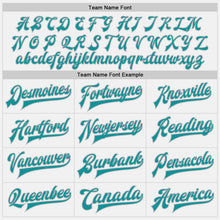 Load image into Gallery viewer, Custom White Teal Gray-Black Bomber Full-Snap Varsity Letterman Two Tone Jacket