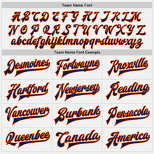 Load image into Gallery viewer, Custom White Navy-Orange Bomber Full-Snap Varsity Letterman Two Tone Jacket