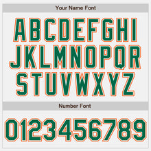 Load image into Gallery viewer, Custom White Kelly Green-Orange Bomber Full-Snap Varsity Letterman Two Tone Jacket