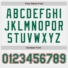 Load image into Gallery viewer, Custom White Kelly Green-Red Bomber Full-Snap Varsity Letterman Two Tone Jacket