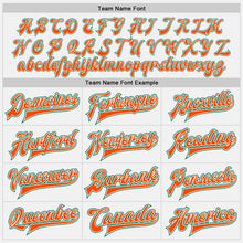 Load image into Gallery viewer, Custom White Kelly Green-Orange Bomber Full-Snap Varsity Letterman Two Tone Jacket
