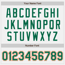Load image into Gallery viewer, Custom White Kelly Green-Orange Bomber Full-Snap Varsity Letterman Two Tone Jacket