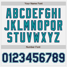 Load image into Gallery viewer, Custom White Navy Gray-Teal Bomber Full-Snap Varsity Letterman Two Tone Jacket