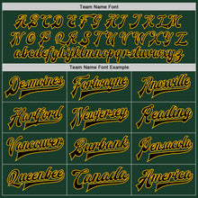 Load image into Gallery viewer, Custom Green Gold-Black Bomber Full-Snap Varsity Letterman Two Tone Jacket