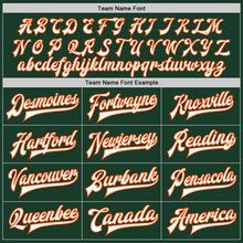 Load image into Gallery viewer, Custom Green White Orange-Black Bomber Full-Snap Varsity Letterman Two Tone Jacket