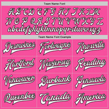 Load image into Gallery viewer, Custom Pink White-Black Bomber Full-Snap Varsity Letterman Two Tone Jacket