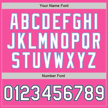 Load image into Gallery viewer, Custom Pink White Black-Light Blue Bomber Full-Snap Varsity Letterman Two Tone Jacket