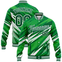 Load image into Gallery viewer, Custom Kelly Green White 3D Pattern Design Bomber Full-Snap Varsity Letterman Jacket
