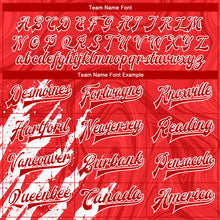 Load image into Gallery viewer, Custom Red White 3D Pattern Design Bomber Full-Snap Varsity Letterman Jacket
