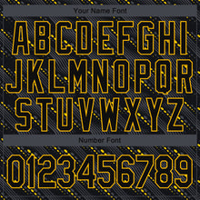 Load image into Gallery viewer, Custom Black Gold 3D Pattern Design Bomber Full-Snap Varsity Letterman Jacket