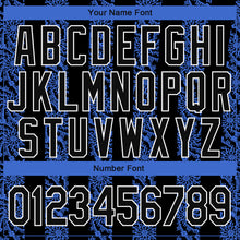 Load image into Gallery viewer, Custom Royal Black-White 3D Pattern Design Bomber Full-Snap Varsity Letterman Jacket