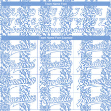 Load image into Gallery viewer, Custom Light Blue-White 3D Pattern Design Bomber Full-Snap Varsity Letterman Jacket