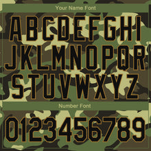 Load image into Gallery viewer, Custom Camo Black-Old Gold Jungle Camouflage 3D Bomber Full-Snap Varsity Letterman Salute To Service Jacket