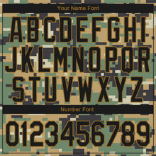 Load image into Gallery viewer, Custom Camo Old Gold-Black Digital Camouflage 3D Bomber Full-Snap Varsity Letterman Salute To Service Jacket