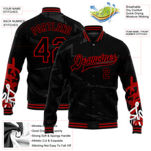 Load image into Gallery viewer, Custom Graffiti Pattern Black-Red Dark Abstract Urban Street Art 3D Bomber Full-Snap Varsity Letterman Jacket