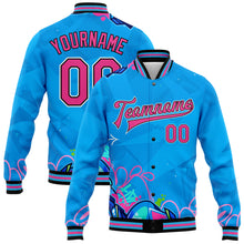 Load image into Gallery viewer, Custom Graffiti Pattern Pink-Black Hiphop Abstract Urban Street Art 3D Bomber Full-Snap Varsity Letterman Jacket