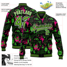 Load image into Gallery viewer, Custom Graffiti Pattern Neon Green-Black Abstract Grunge Art 3D Bomber Full-Snap Varsity Letterman Jacket
