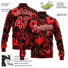 Load image into Gallery viewer, Custom Graffiti Pattern Red-White Hand Painted Blood Handprint 3D Bomber Full-Snap Varsity Letterman Jacket