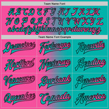 Load image into Gallery viewer, Custom Aqua Pink-Black Bomber Full-Snap Varsity Letterman Gradient Fashion Jacket