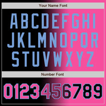 Load image into Gallery viewer, Custom Black Pink-Light Blue Bomber Full-Snap Varsity Letterman Gradient Fashion Jacket