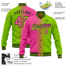 Load image into Gallery viewer, Custom Neon Green Pink-Black Bomber Full-Snap Varsity Letterman Gradient Fashion Jacket