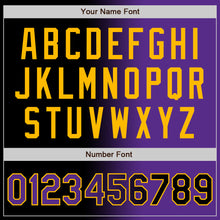 Load image into Gallery viewer, Custom Black Purple-Gold Bomber Full-Snap Varsity Letterman Gradient Fashion Jacket