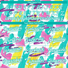 Load image into Gallery viewer, Custom Graffiti Pattern White-Aqua Abstract Watercolor 3D Bomber Full-Snap Varsity Letterman Jacket