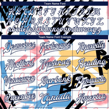 Load image into Gallery viewer, Custom Graffiti Pattern White-Royal Grunge Art 3D Bomber Full-Snap Varsity Letterman Jacket