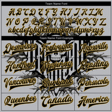 Load image into Gallery viewer, Custom Gray Black-Old Gold Skull With Thorns 3D Bomber Full-Snap Varsity Letterman Two Tone Jacket