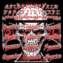 Load image into Gallery viewer, Custom Black Red-White Skull With Cross Logo 3D Bomber Full-Snap Varsity Letterman Jacket