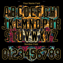 Load image into Gallery viewer, Custom Black Old Gold Skull Fashion 3D Bomber Full-Snap Varsity Letterman Jacket