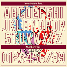 Load image into Gallery viewer, Custom Cream Maroon Skull Fashion 3D Bomber Full-Snap Varsity Letterman Jacket